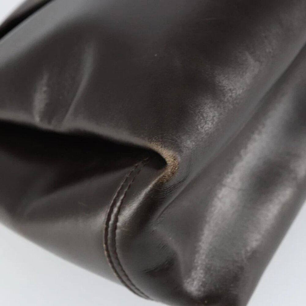 GUCCI Hand Bag Leather Dark Brown Gold - Picture 11 of 15